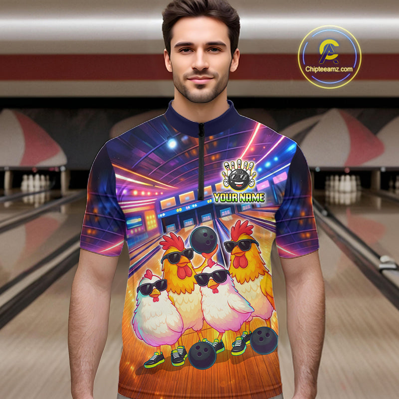Custom Team of Four Chickens Bowling Shirts Funny Bowling Jersey