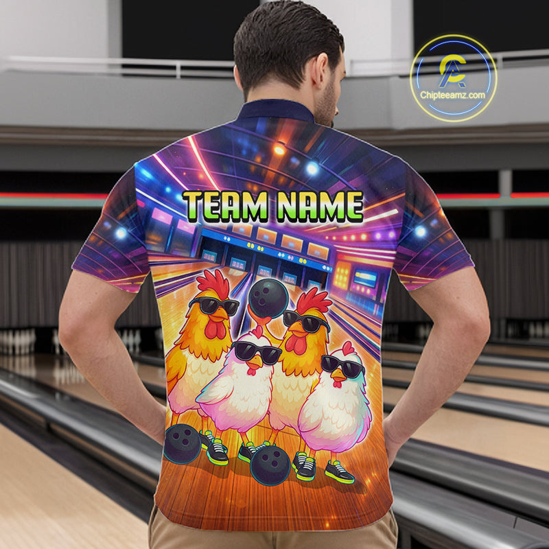 Custom Team of Four Chickens Bowling Shirts Funny Bowling Jersey