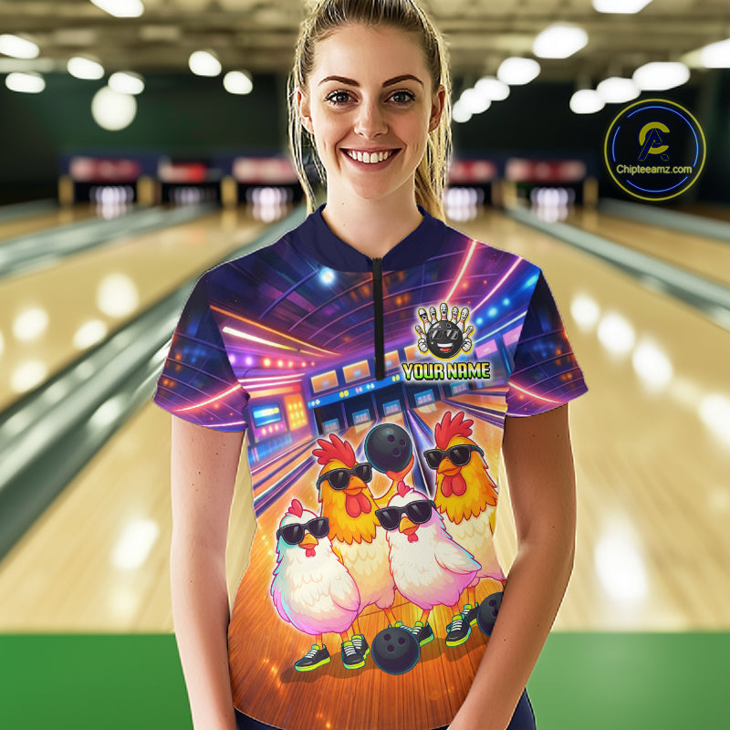 Custom Team of Four Chickens Bowling Shirts Funny Bowling Jersey