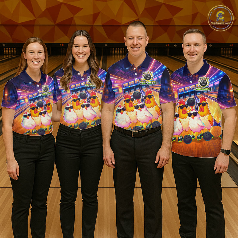 Custom Team of Four Chickens Bowling Shirts Funny Bowling Jersey