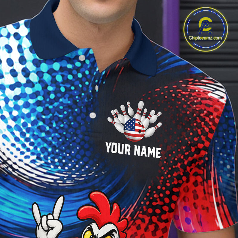 Custom American Flag Funny Chicken Bowling Shirts Bowling Jersey