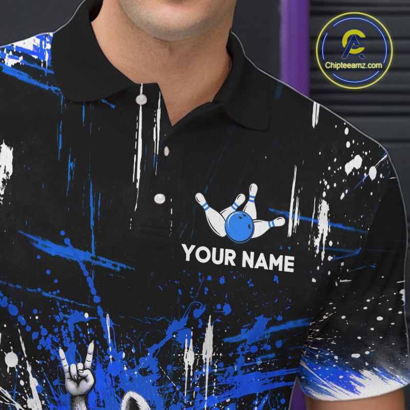 Custom Blue Funny Raccoon with Beer Bowling Shirts Bowling Jersey