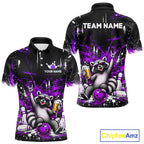 Custom Purple Funny Raccoon with Beer Bowling Shirts Bowling Jersey