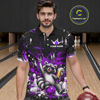 Custom Purple Funny Raccoon with Beer Bowling Shirts Bowling Jersey