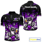Custom Purple Funny Raccoon with Beer Bowling Shirts Bowling Jersey