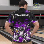 Custom Purple Funny Raccoon with Beer Bowling Shirts Bowling Jersey