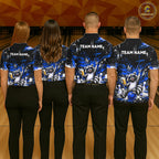 Custom Blue Funny Raccoon with Beer Bowling Shirts Bowling Jersey