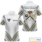 Custom Navy & Yellow Billiard Shirt 10 8 Ball & 9 Ball Pool Billiard Jersey Polo & Quarter-Zip