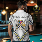 Custom Navy & Yellow Billiard Shirt 10 8 Ball & 9 Ball Pool Billiard Jersey Polo & Quarter-Zip