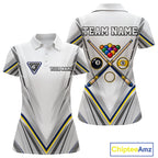 Custom Navy & Yellow Billiard Shirt 10 8 Ball & 9 Ball Pool Billiard Jersey Polo & Quarter-Zip