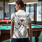 Custom Navy & Yellow Billiard Shirt 10 8 Ball & 9 Ball Pool Billiard Jersey Polo & Quarter-Zip