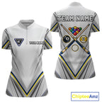 Custom Navy & Yellow Billiard Shirt 10 8 Ball & 9 Ball Pool Billiard Jersey Polo & Quarter-Zip