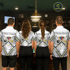 Custom Navy & Yellow Billiard Shirt 10 8 Ball & 9 Ball Pool Billiard Jersey Polo & Quarter-Zip