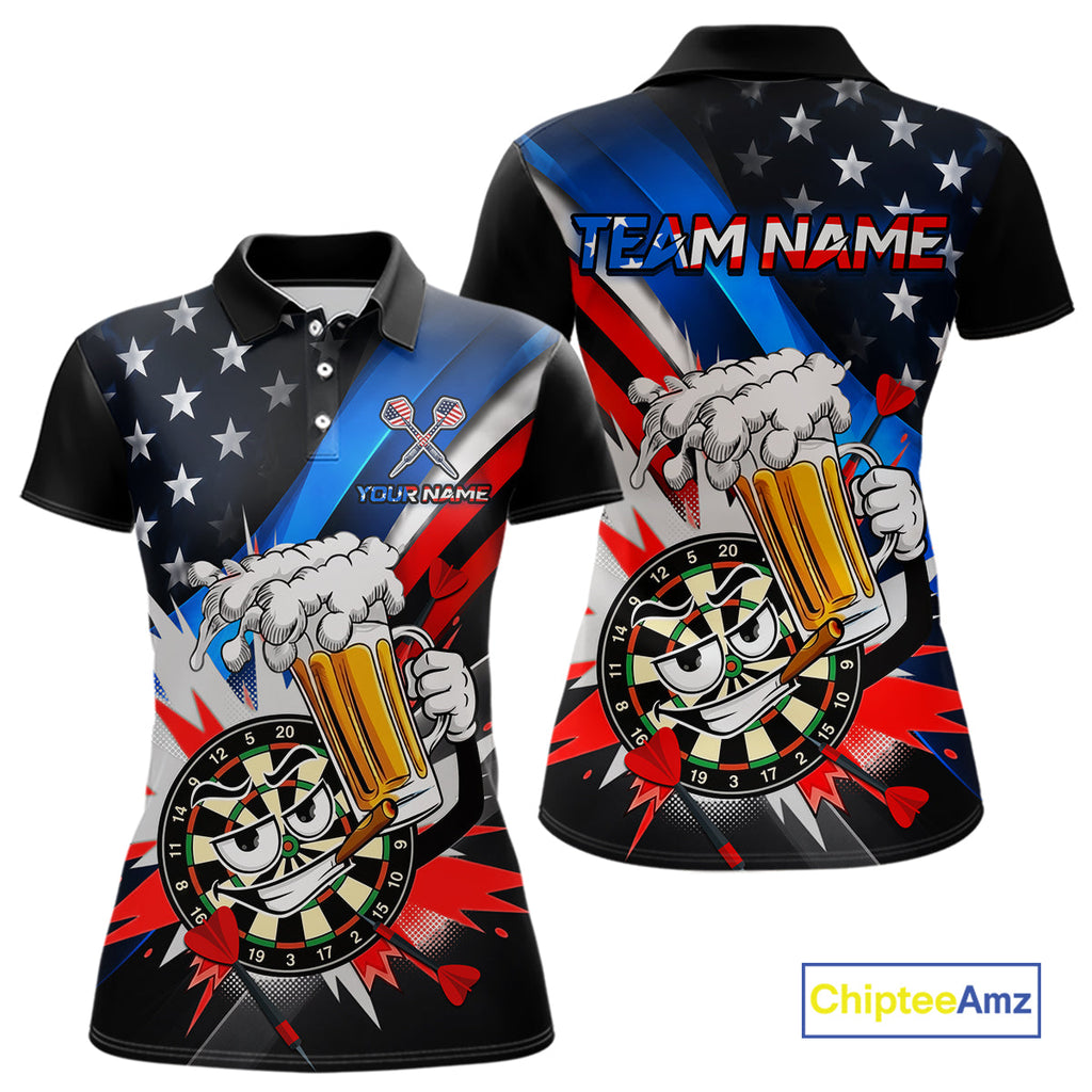 Custom American Flag Funny Beer Dart Shirt Dart Team Jersey Dartboard Outfit