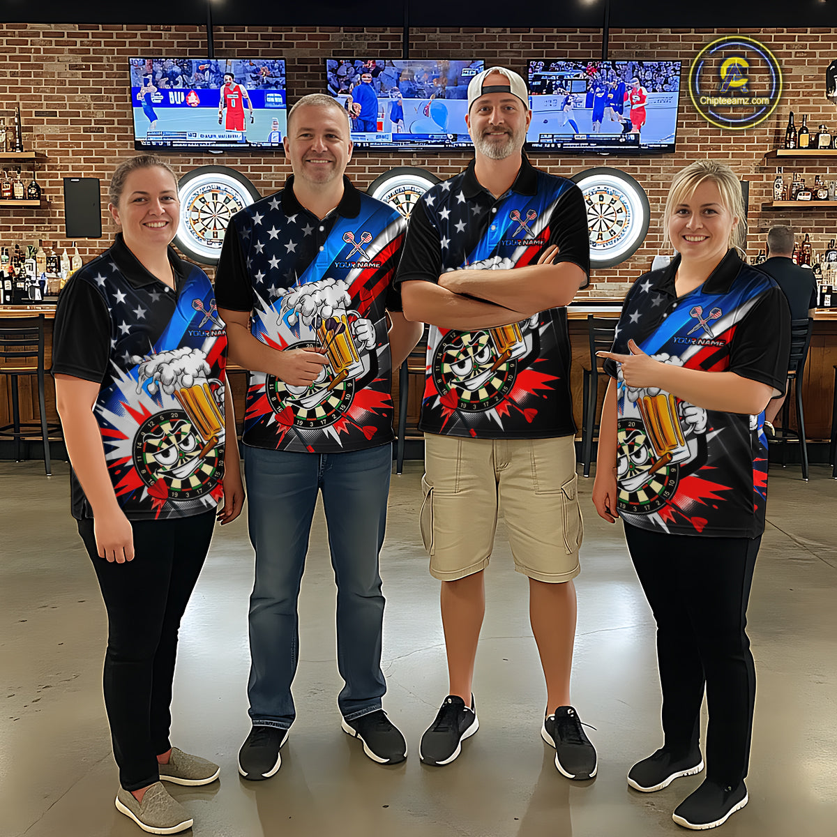 Custom American Flag Funny Beer Dart Shirt Dart Team Jersey Dartboard Outfit