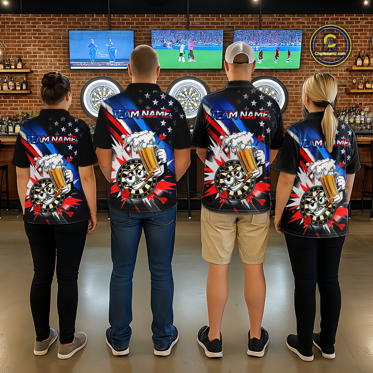 Custom American Flag Funny Beer Dart Shirt Dart Team Jersey Dartboard Outfit