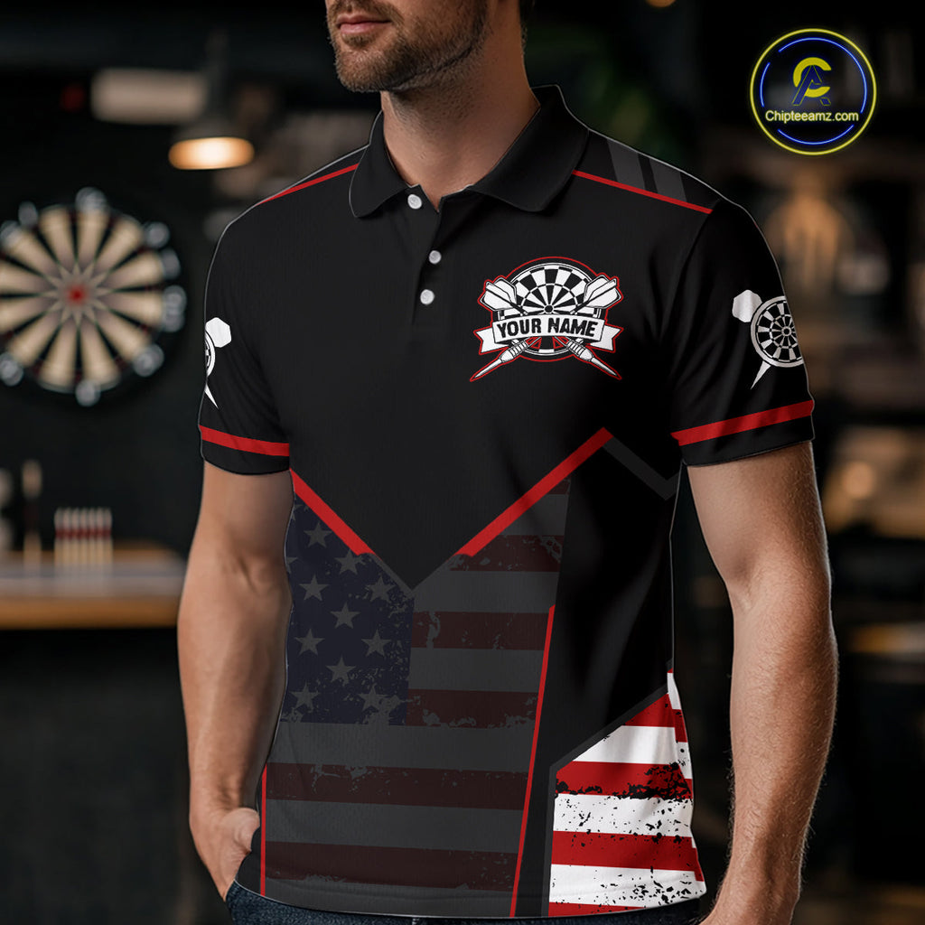 Custom American Flag Dart Shirt Patriotic Dart Team Jersey Dartboard Outfit