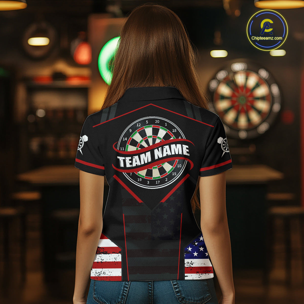 Custom American Flag Dart Shirt Patriotic Dart Team Jersey Dartboard Outfit