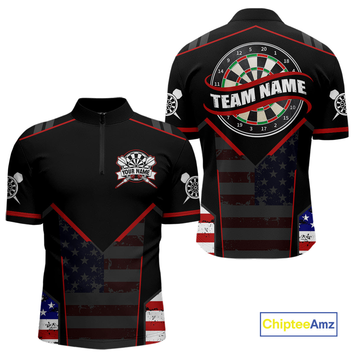 Custom American Flag Dart Shirt Patriotic Dart Team Jersey Dartboard Outfit