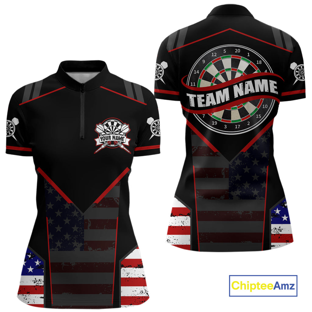 Custom American Flag Dart Shirt Patriotic Dart Team Jersey Dartboard Outfit