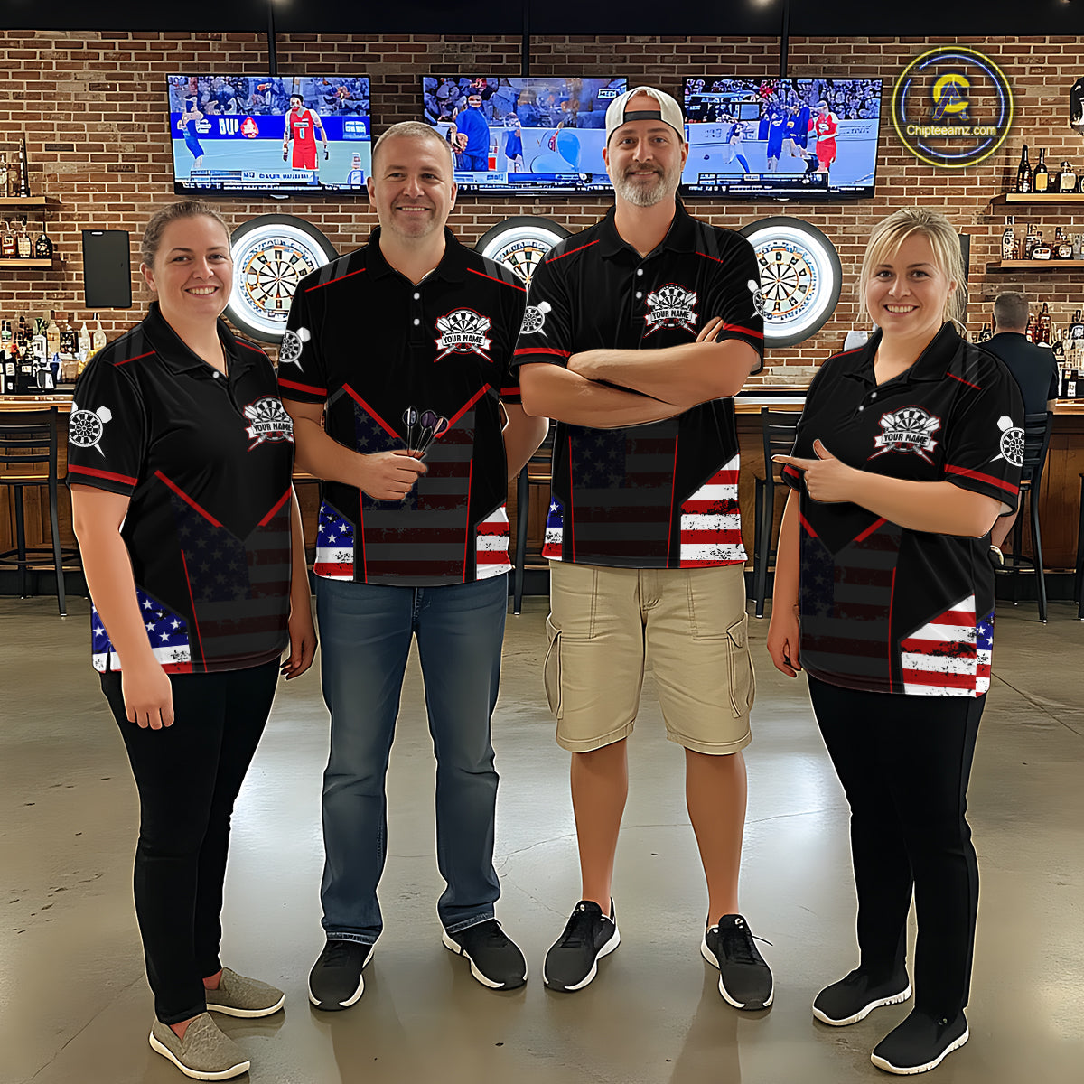 Custom American Flag Dart Shirt Patriotic Dart Team Jersey Dartboard Outfit