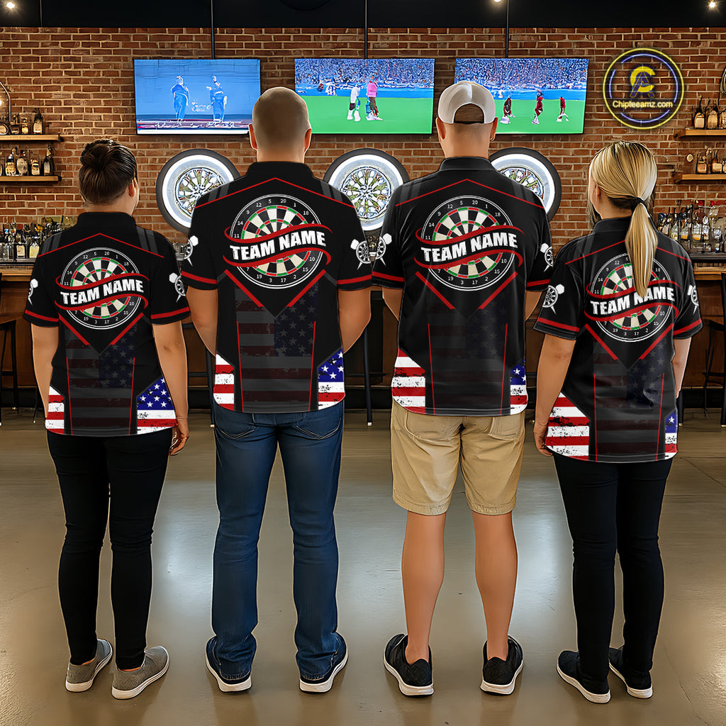 Custom American Flag Dart Shirt Patriotic Dart Team Jersey Dartboard Outfit