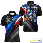 Custom American Flag Billiard Shirt 10 Ball Patriotic Pool Billiard Jersey Polo & 1/4-Zip