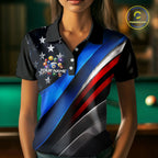 Custom American Flag Billiard Shirt 10 Ball Patriotic Pool Billiard Jersey Polo & 1/4-Zip