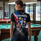 Custom American Flag Billiard Shirt 10 Ball Patriotic Pool Billiard Jersey Polo & 1/4-Zip