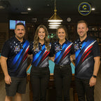 Custom American Flag Billiard Shirt 10 Ball Patriotic Pool Billiard Jersey Polo & 1/4-Zip