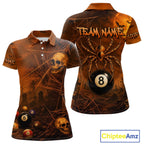 Custom Spider Skull 8 Ball Billiard Shirt Halloween Pool Billiard Jersey