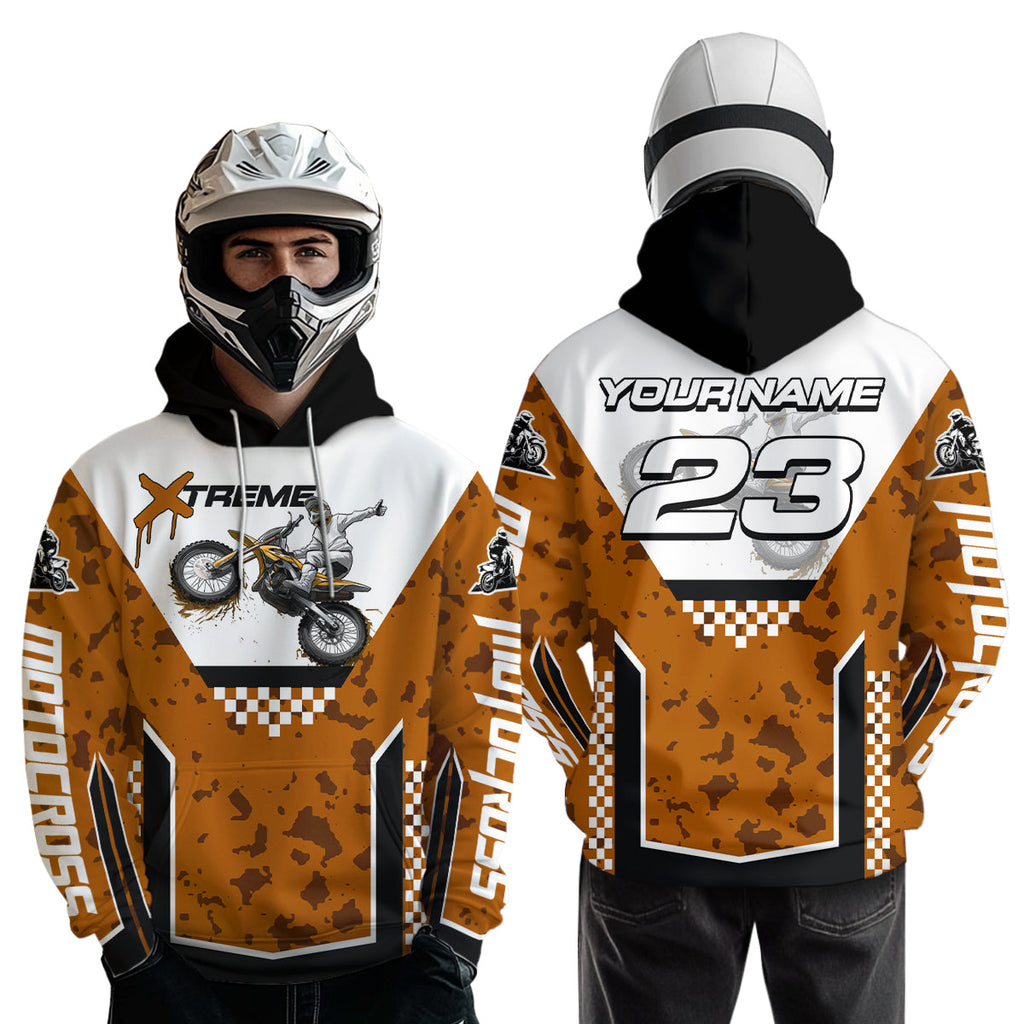Orange Motocross Hoodie Dirt Bike Hoodie Adults + Custom Racing Sweatshirt MotoX