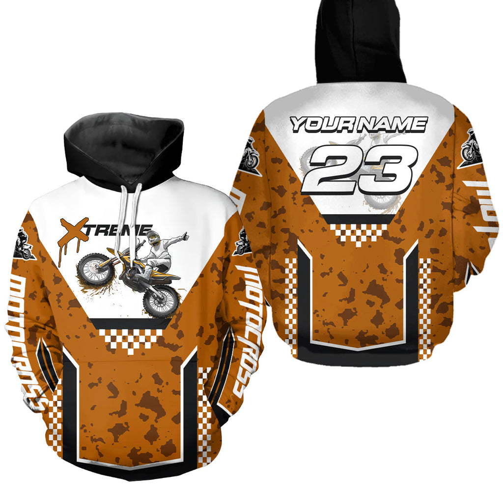 Orange Motocross Hoodie Dirt Bike Hoodie Adults + Custom Racing Sweatshirt MotoX