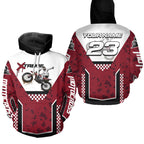 Red Motocross Hoodie Dirt Bike Hoodie Adults + Custom Racing Sweatshirt MotoX