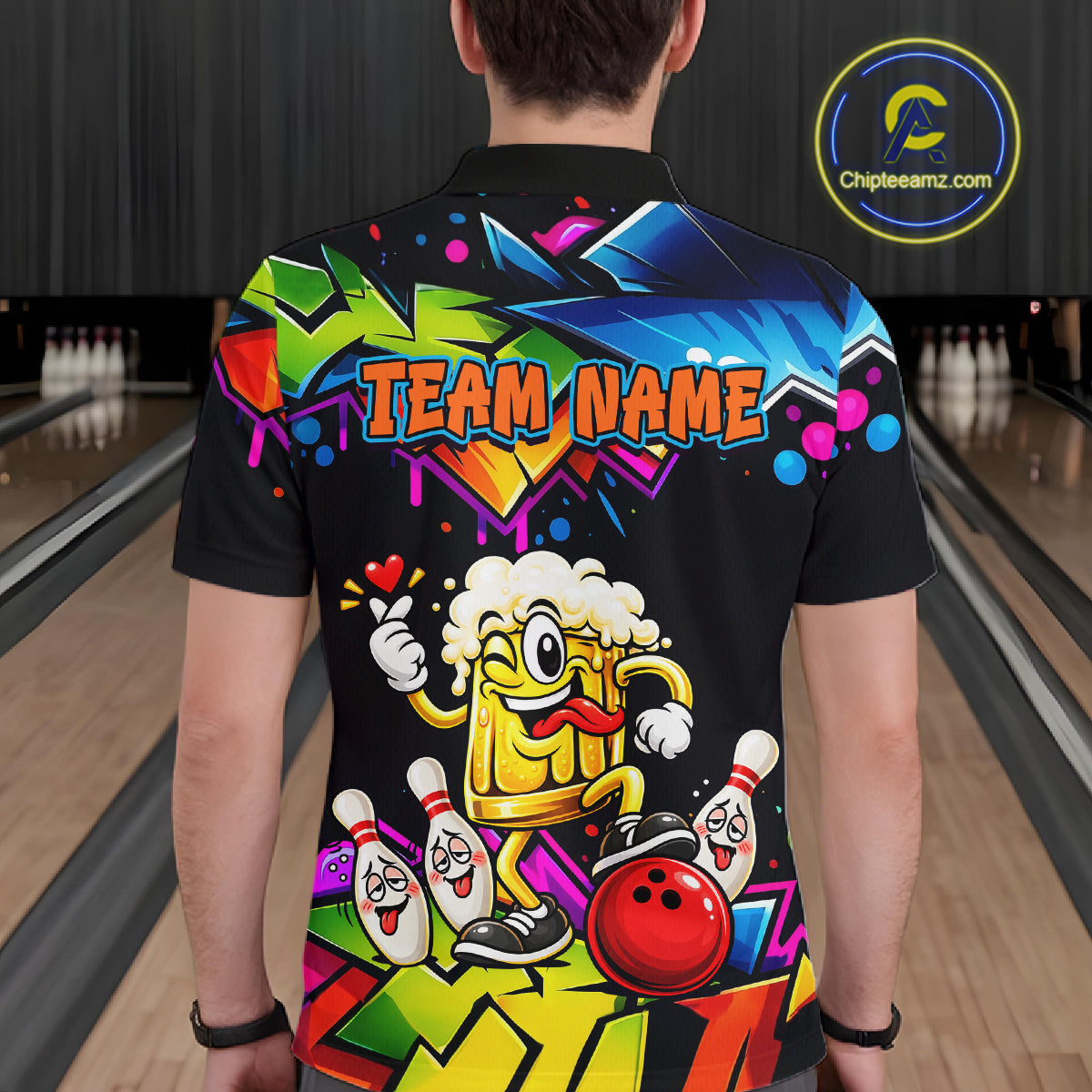 Custom Colorful Beer Bowling Shirts Funny Bowling Team Jersey Bowling Outfit