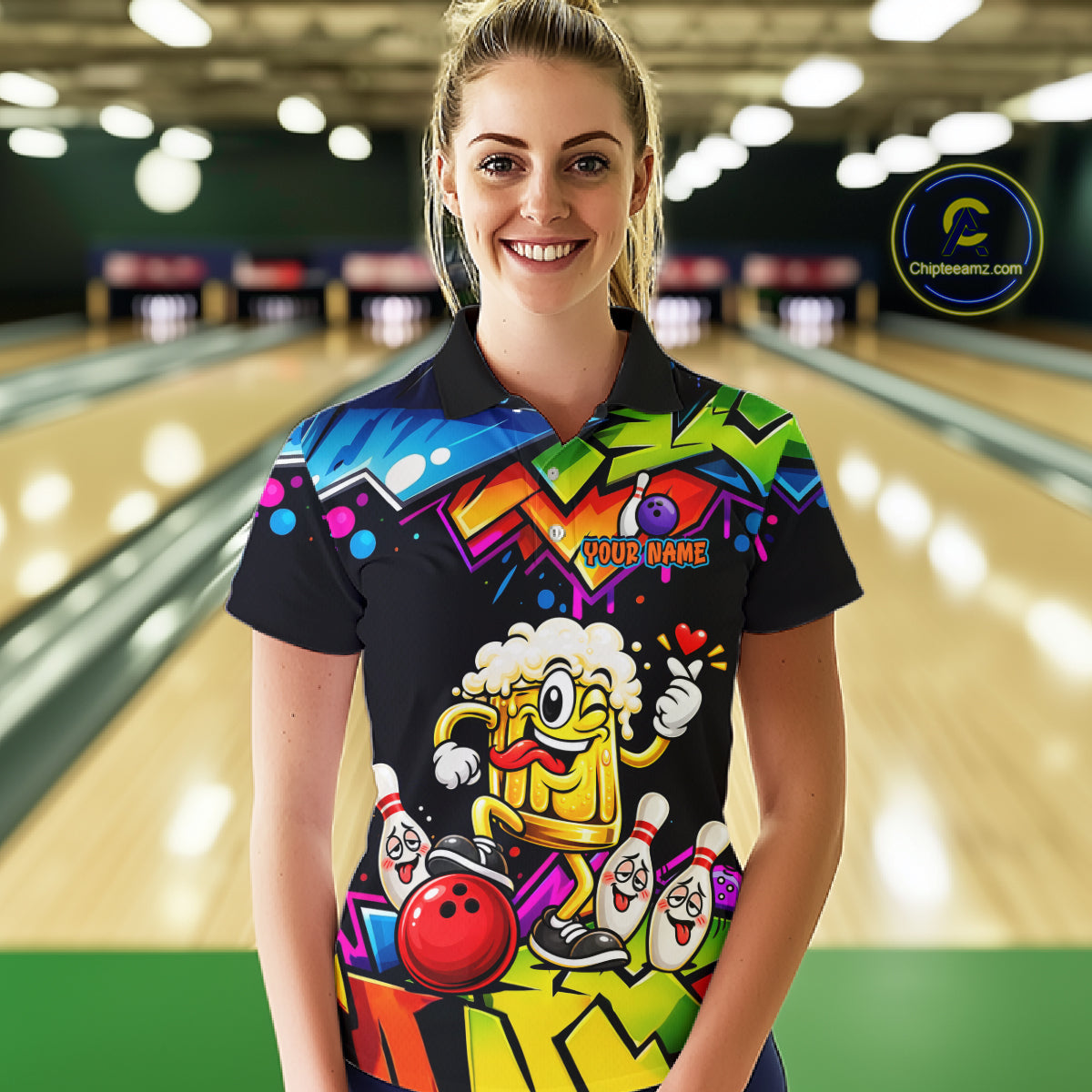 Custom Colorful Beer Bowling Shirts Funny Bowling Team Jersey Bowling Outfit