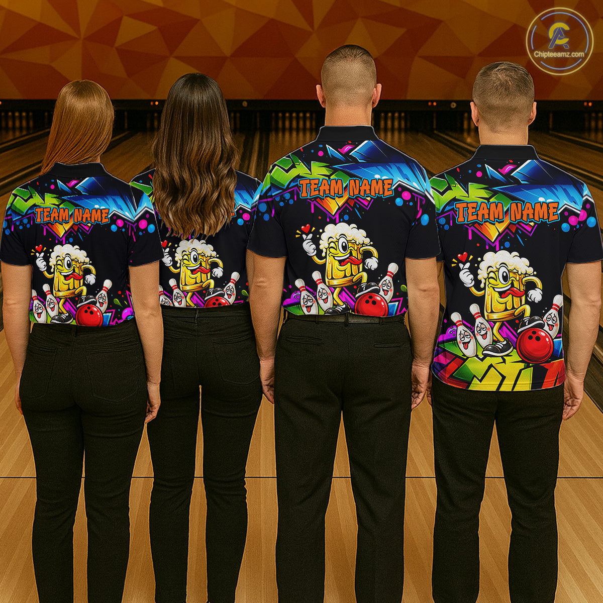 Custom Colorful Beer Bowling Shirts Funny Bowling Team Jersey Bowling Outfit