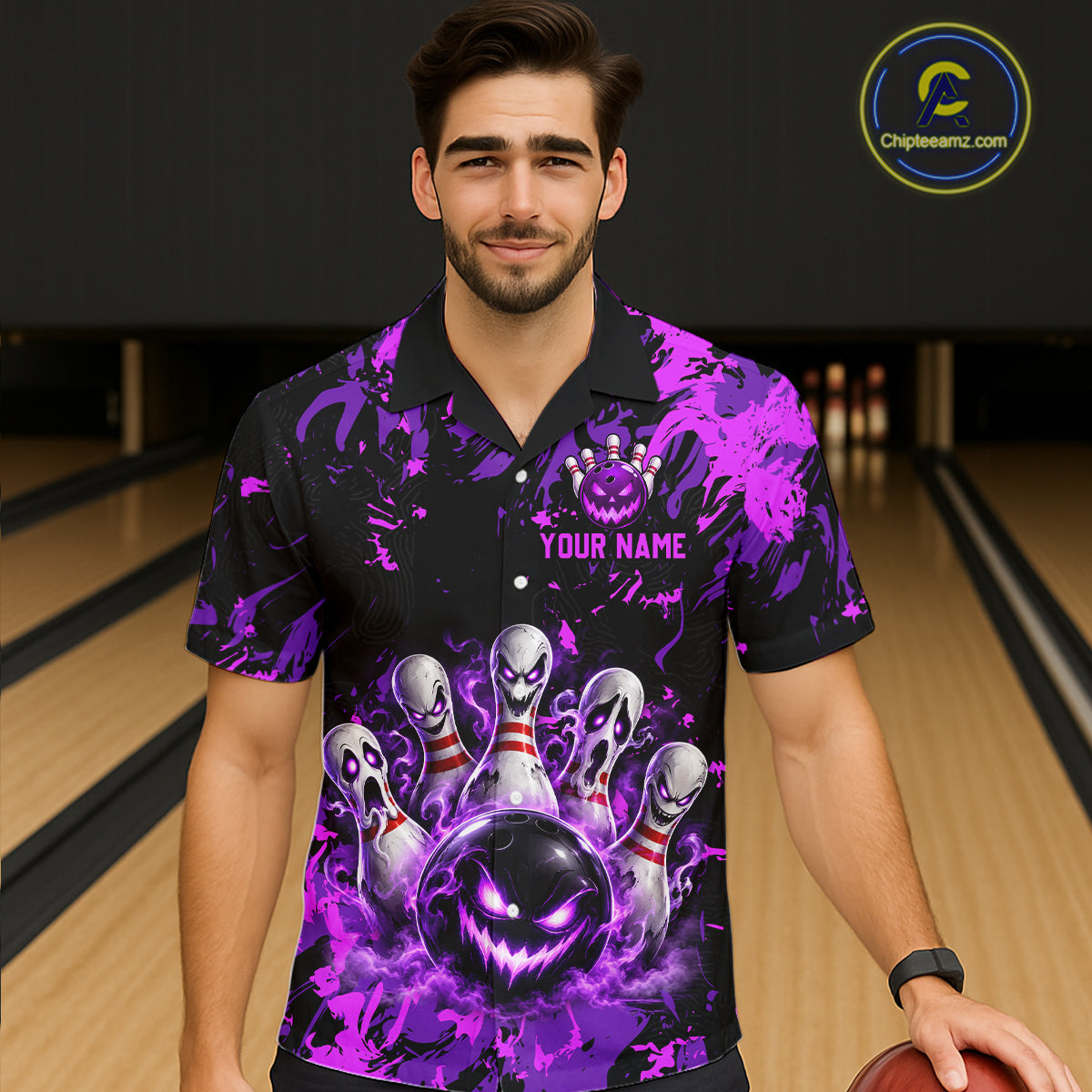 Purple Horror Bowling Hawaiian Shirt and Custom Bowling Jersey Halloween