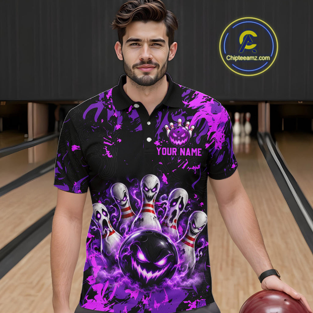 Purple Horror Bowling Team Shirt Custom Bowling Jersey Halloween Gitf