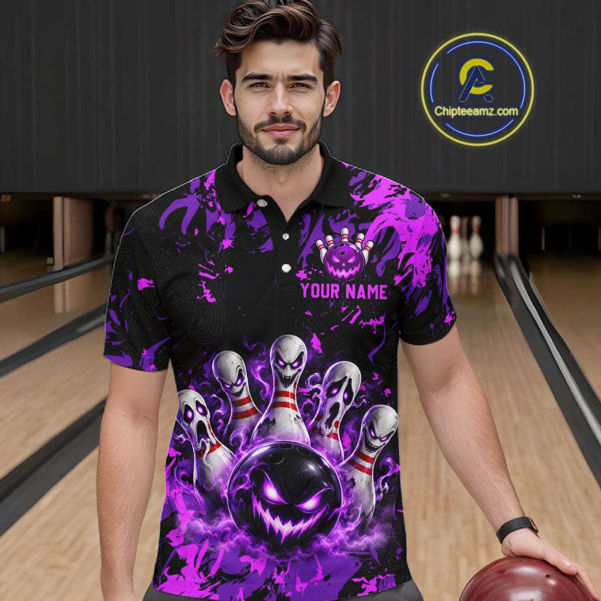 Purple Horror Bowling Team Shirt Custom Bowling Jersey Halloween Gitf