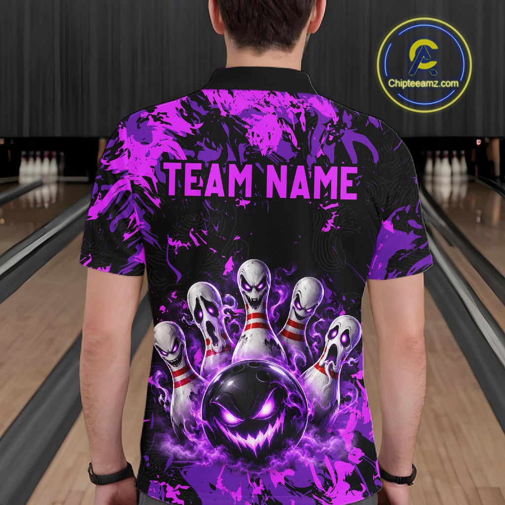 Purple Horror Bowling Team Shirt Custom Bowling Jersey Halloween Gitf