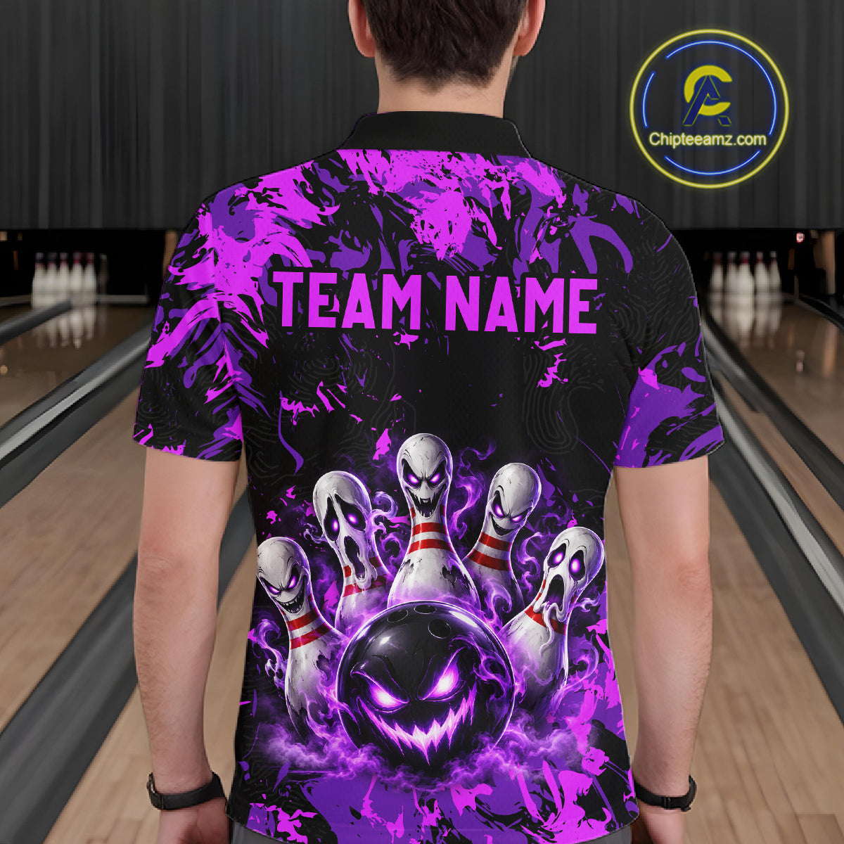 Purple Horror Bowling Team Shirt Custom Bowling Jersey Halloween Gitf