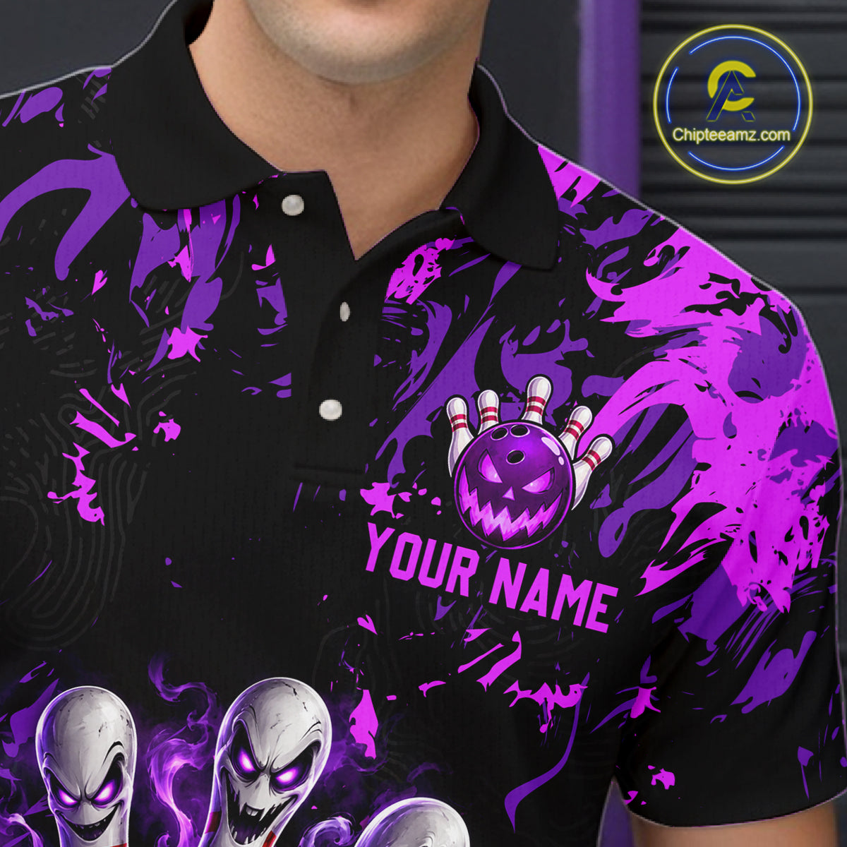 Purple Horror Bowling Team Shirt Custom Bowling Jersey Halloween Gitf