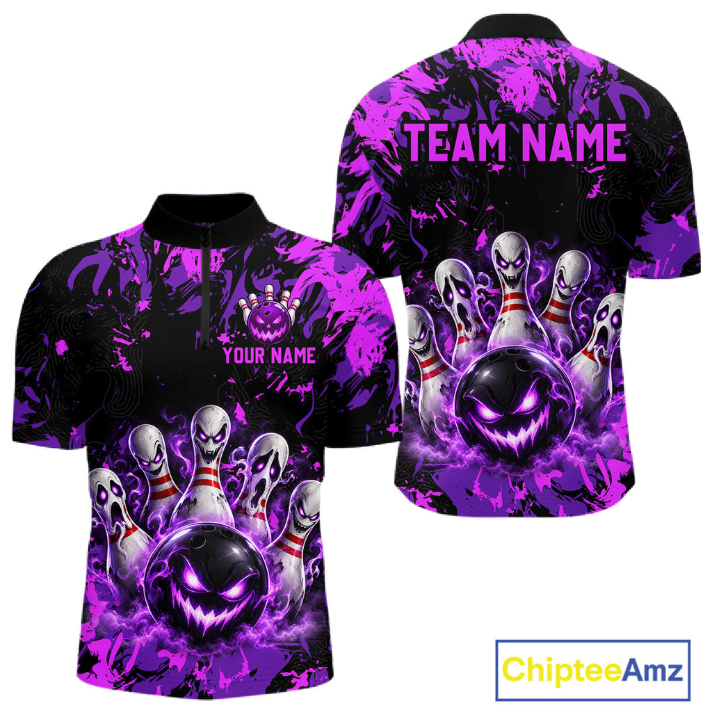Purple Horror Bowling Team Shirt Custom Bowling Jersey Halloween Gitf