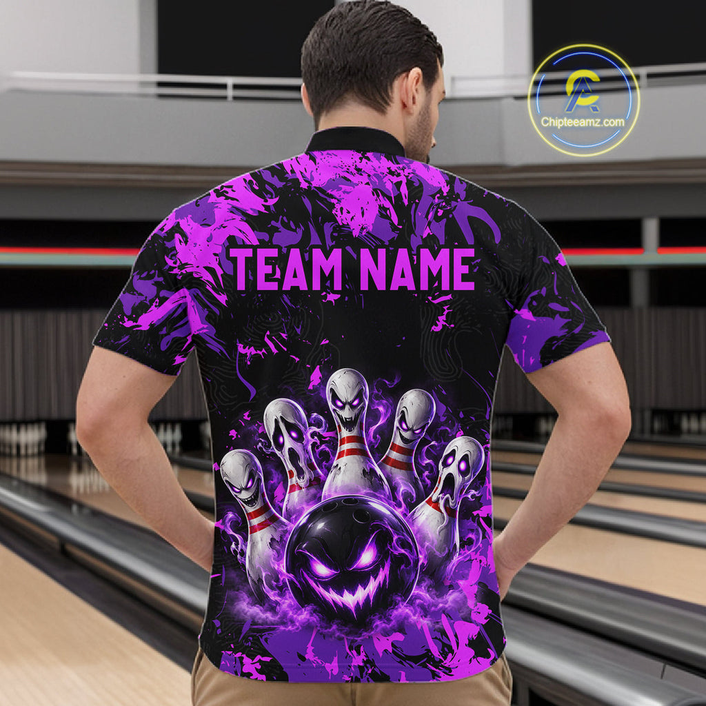 Purple Horror Bowling Team Shirt Custom Bowling Jersey Halloween Gitf