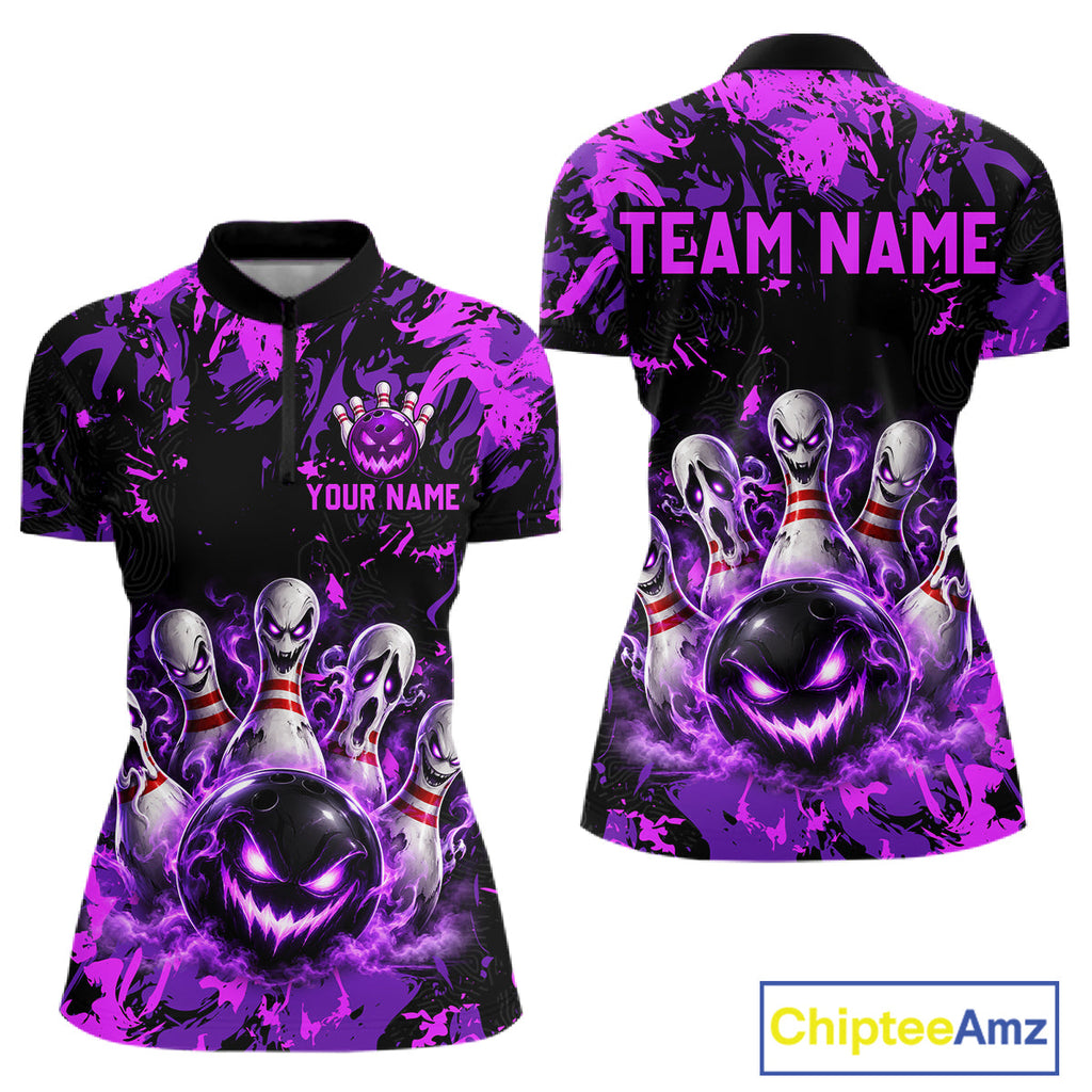 Purple Horror Bowling Team Shirt Custom Bowling Jersey Halloween Gitf