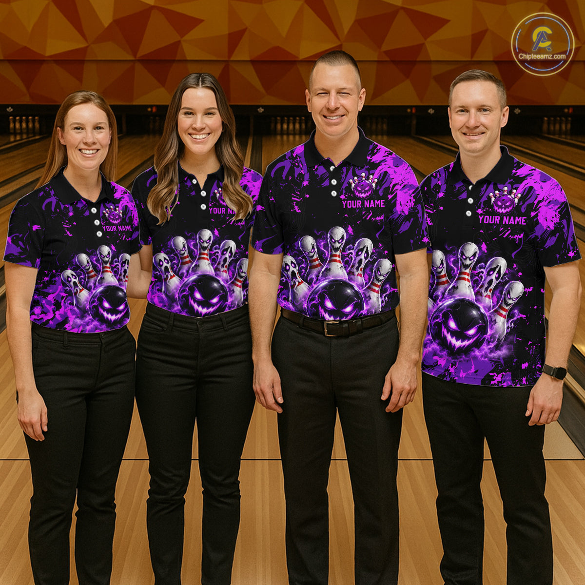 Purple Horror Bowling Team Shirt Custom Bowling Jersey Halloween Gitf