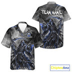 Custom Smoke Grim Reaper Bowling Hawaiian Shirt and Bowling Team Jersey