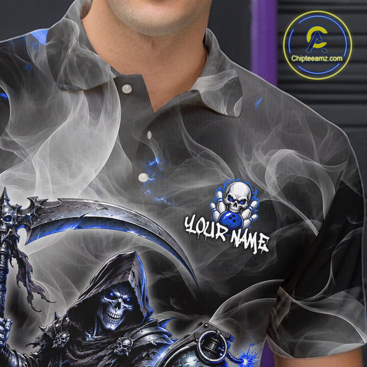 Smoke Grim Reaper Bowling Shirt Personalized Bowling Team Jersey