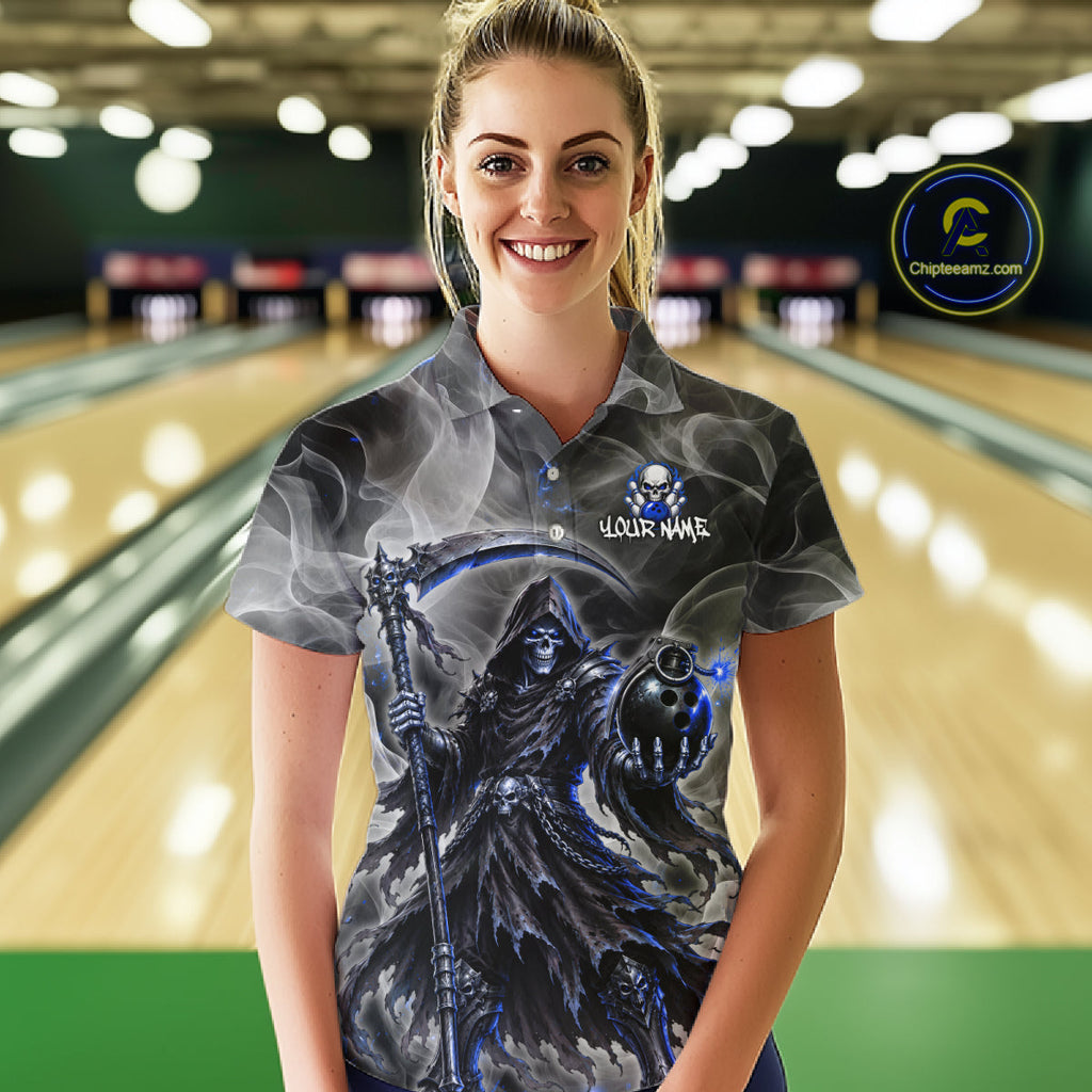 Smoke Grim Reaper Bowling Shirt Personalized Bowling Team Jersey